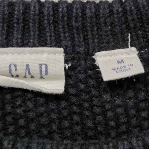 GAP Cable Knit Pullover Sweater Women’s M Black Cotton Crewneck - Picture 2 of 6